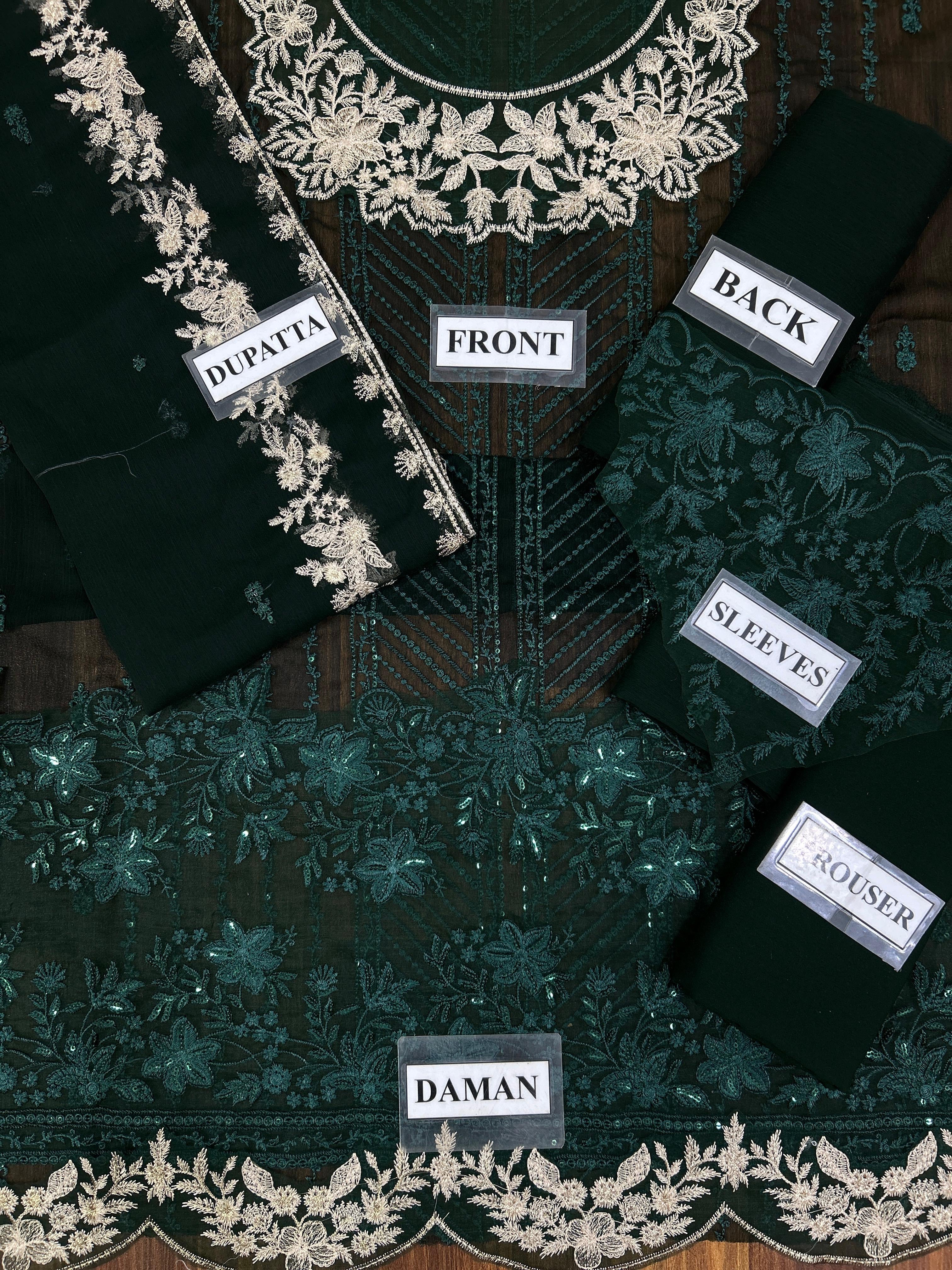 AZURE EMBROIDERED CHIFFON - 3 PC UNSTITCHED