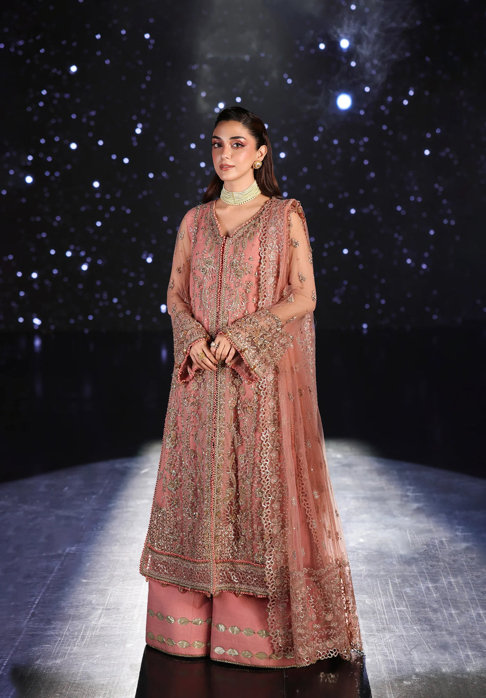 ELAF BAREEZE NET HAND EMBELLISHED & EMBROIDERED 3 PC UNSTITCHED