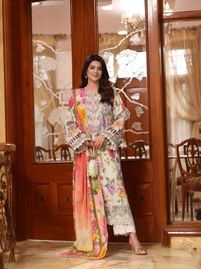 ANEELA’S DIGITAL PRINTED EMBROIDERED LAWN - 3 PC UNSTITCHED
