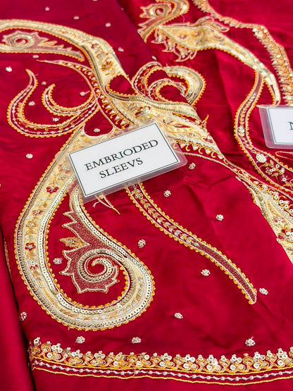 ETHNC LUXURY EMBROIDERED SILK KAFTAN - 3 PC UNSTITCHED