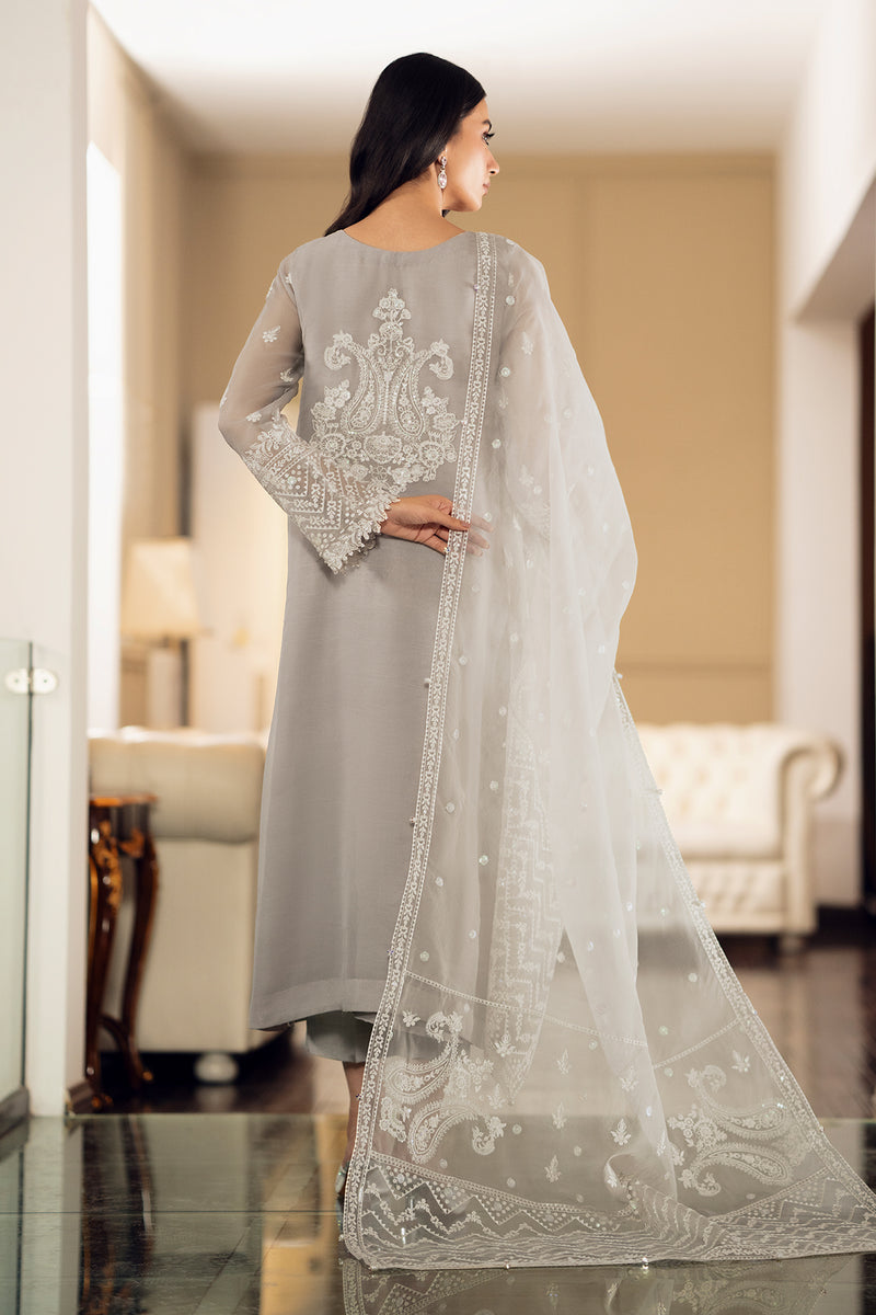 BAROQUE LUXURY EMBROIDERED SEMI PURE CHIFFON - 3 PC UNSTITCHED