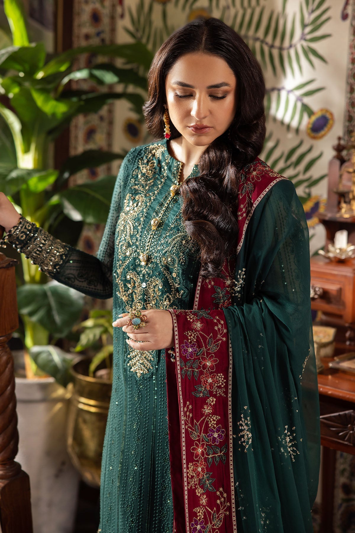 NUREH EMBROIDERED CHIFFON DRESS - 3 PC UNSTITCHED