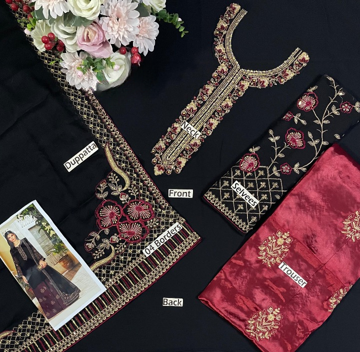IZNIK EMBROIDERED CHIFFON - 3 PC UNSTITCHED