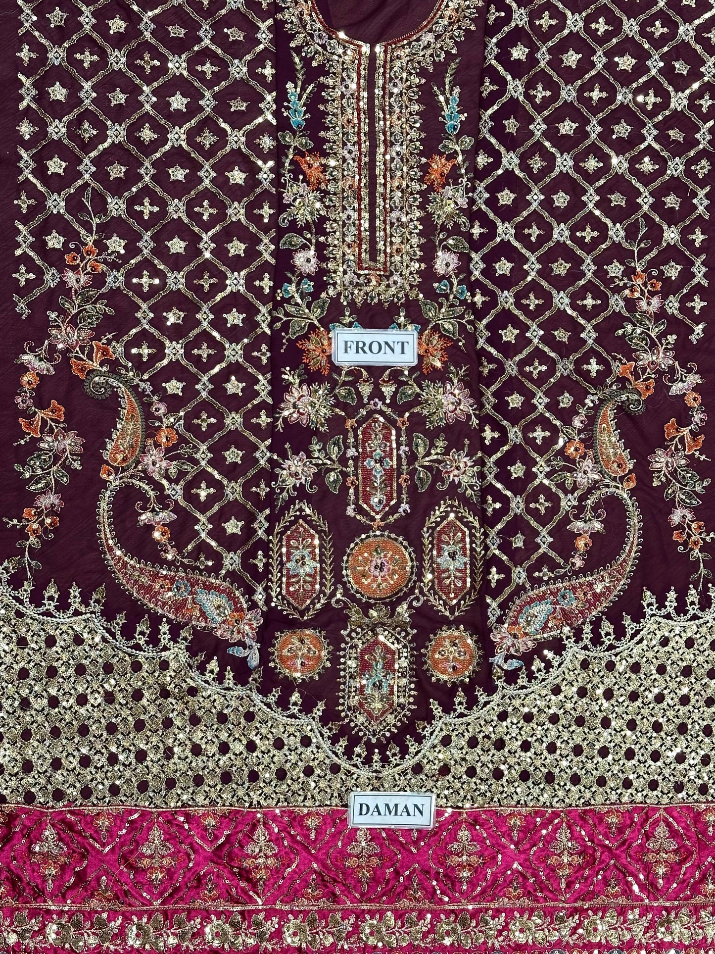 MARIA B LUXURY EMBROIDERED CHIFFON ADDA WORK - 3 PC UNSTITCHED