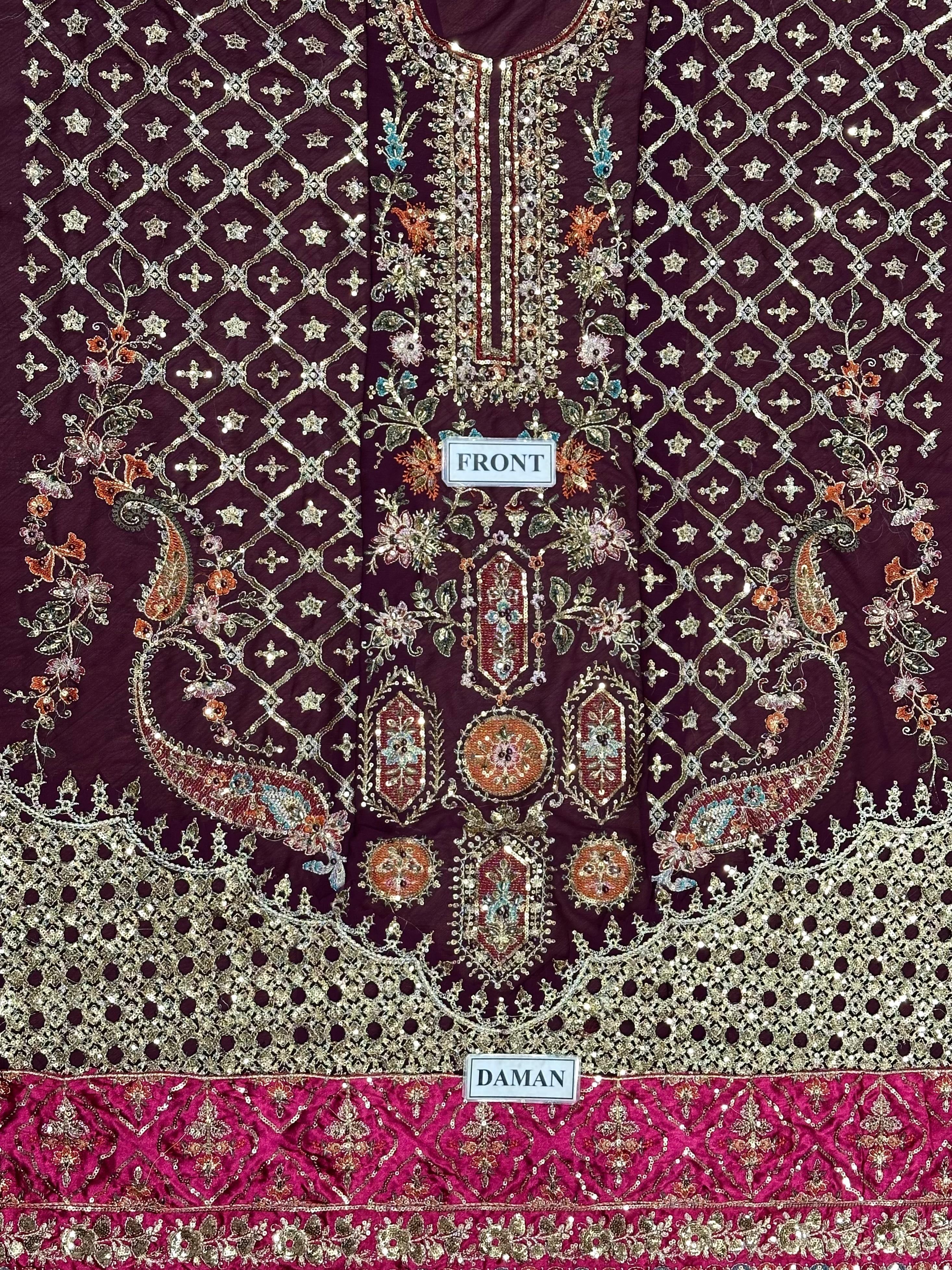 MARIA B LUXURY EMBROIDERED CHIFFON ADDA WORK - 3 PC UNSTITCHED