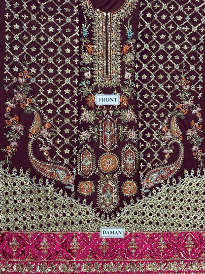 MARIA B LUXURY EMBROIDERED CHIFFON ADDA WORK - 3 PC UNSTITCHED