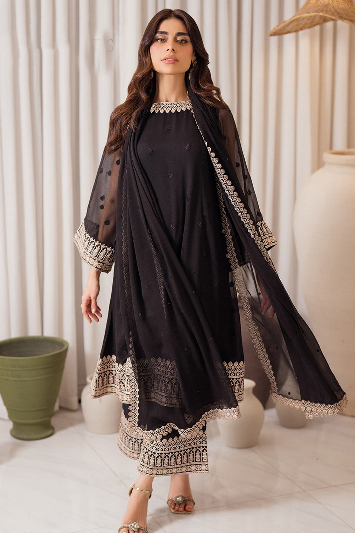 AZURE LUXURY EMBROIDERED CHIFFON - 3 PC UNSTITCHED
