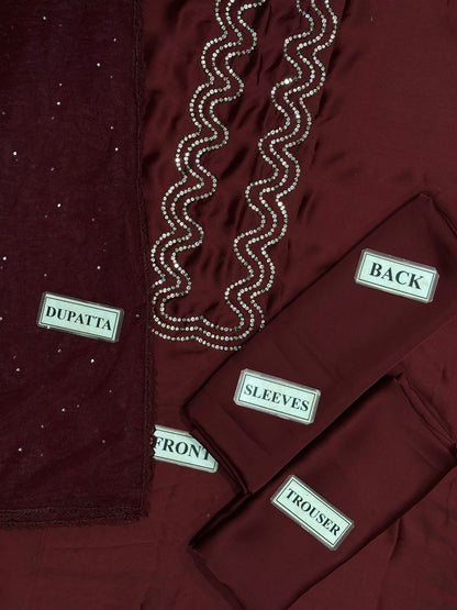 LULUSAR LUXURY SILK EMBROIDERED - 3 PC UNSTITCHED