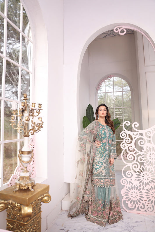 FLOSSIE LUXURY EMBROIDERED CHIFFON - 3 PC UNSTITCHED