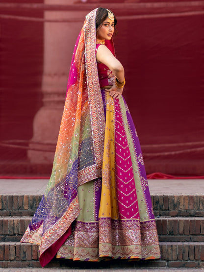 BIN ILYAS LUXURY EMBROIDERED INDIAN RAW SILK- 3 PC UNSTITCHED