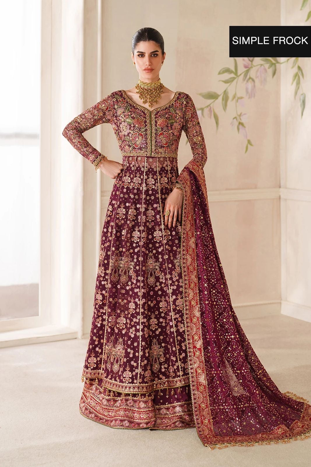 BAROQUE LUXURY EMBROIDERED WEDDING CHIFFON MAXI - 3 PC UNSTITCHED