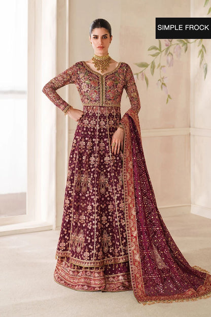 BAROQUE LUXURY EMBROIDERED WEDDING CHIFFON MAXI - 3 PC UNSTITCHED