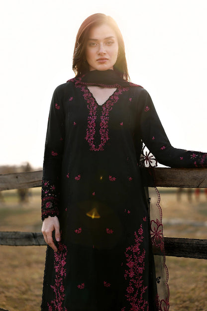 AZURE CHIFFON EMBROIDERED - BLACK CHERRY - 3 PC UNSTITCHED