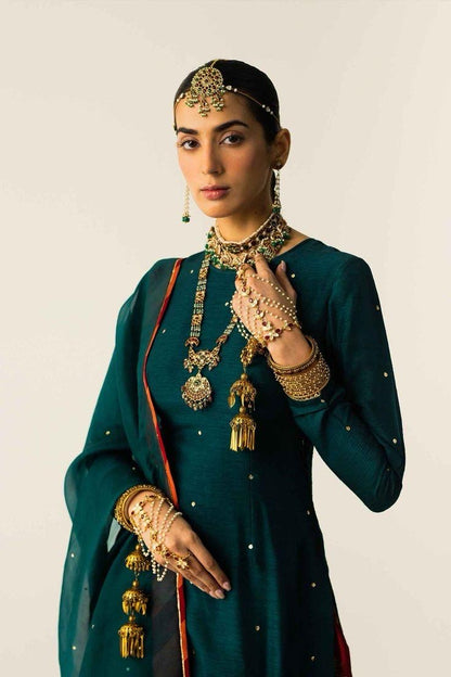 ETHNC EMBROIDERED CHIFFON DRESS FARSHI SHALWAR - 3 PC UNSTITCHED