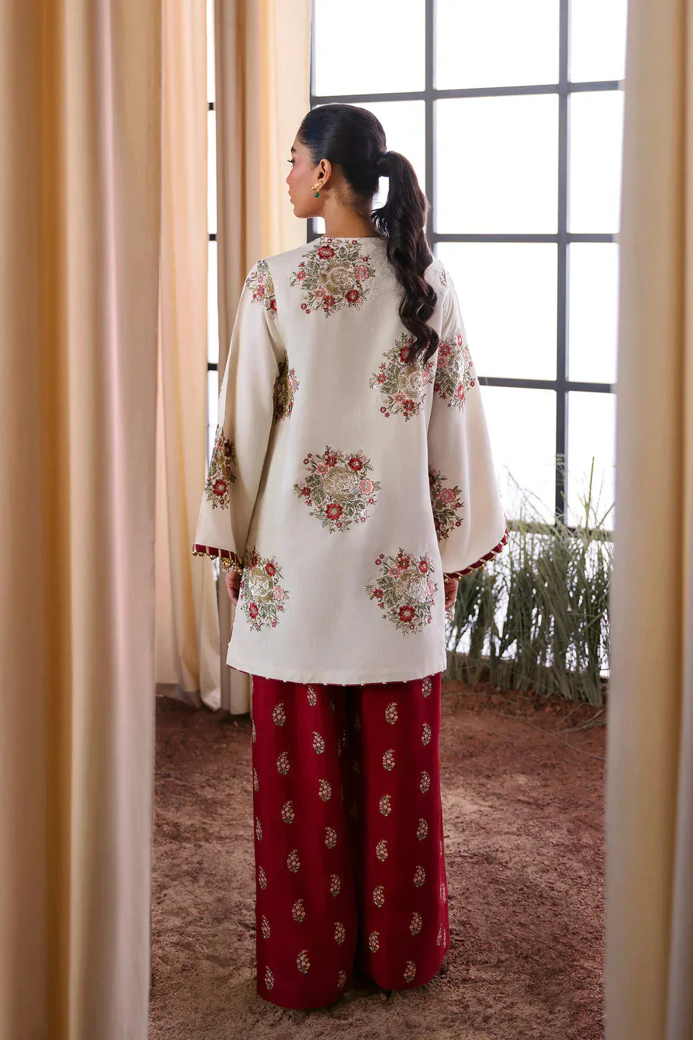 ETHNIC LUXURY RAW SILK EMBROIDERED HANDMADE - 3 PC UNSTITCHED