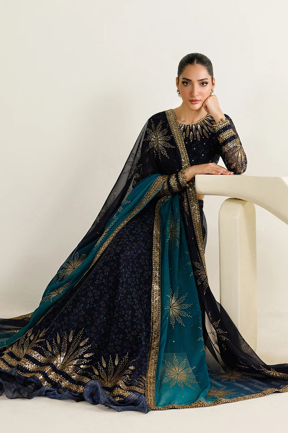 JAZMIN EMBROIDERED DIGITAL PRINTED CHIFFON FROK - 3 PC UNSTITCHED