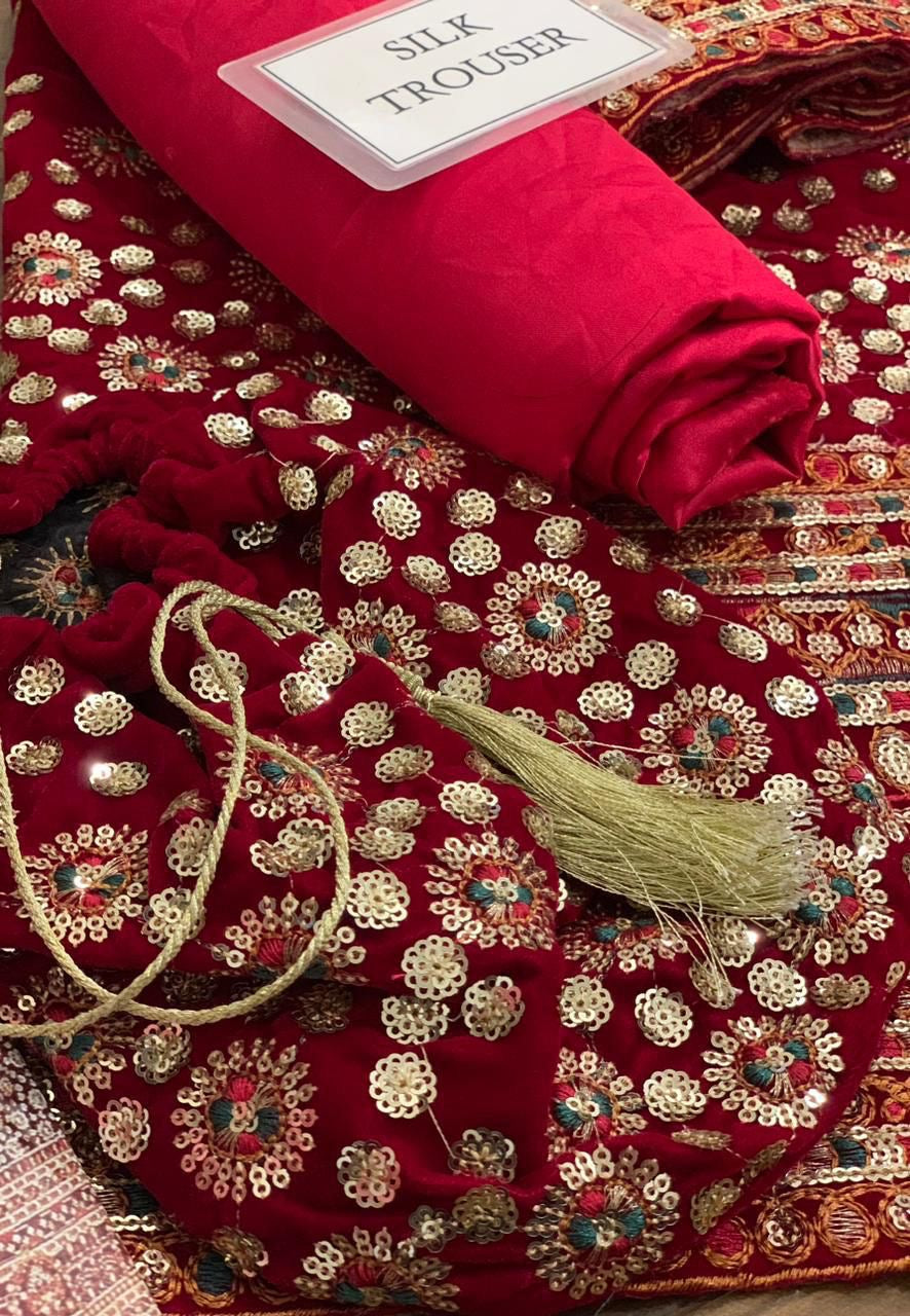 JAZMIN EMBROIDERED VELVET - 3 PC UNSTITCHED