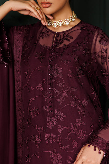BAROQUE EMBROIDERED CHIFFON DRESS - 3 PC UNSTITCHED