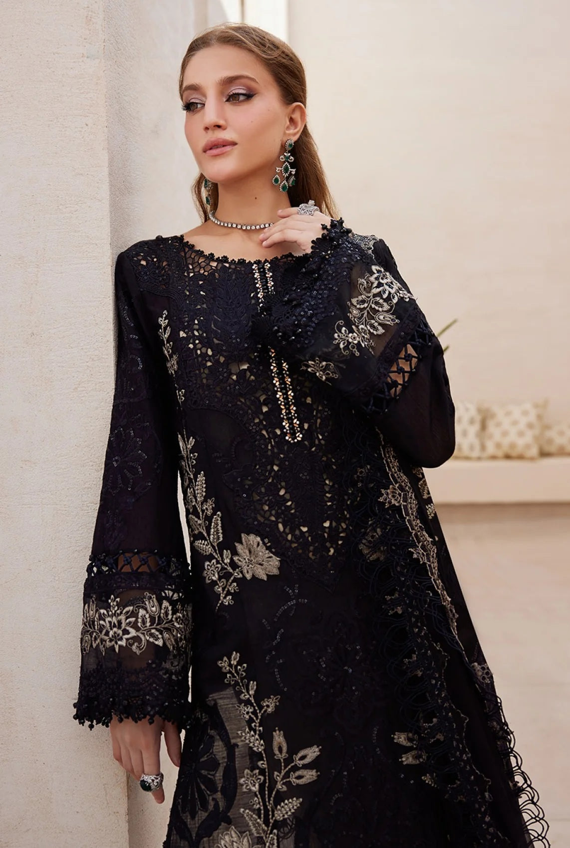 MARIA B Laser Work Embroidered Lawn - 3 Pc Unstitched
