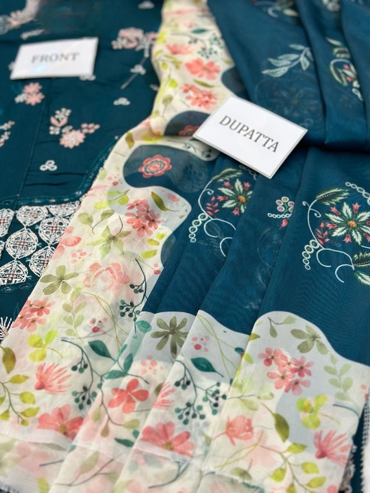 QALAMKAR LUXURY SCIFFLIE EMBROIDERED LAWN - 3 PC UNSTITCHED