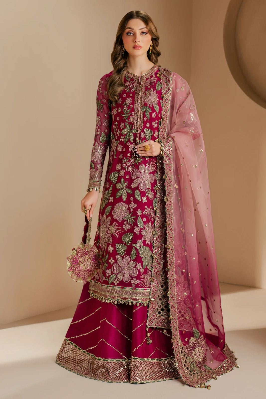 JAZMIN LUXURY WEDDING EMBROIDERED SEMI PURE CHIFFON - 3 PC UNSTITCHED
