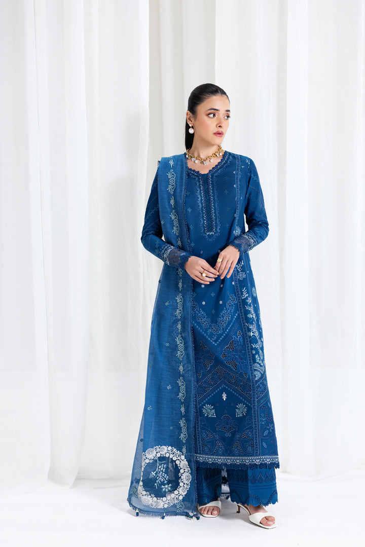 QALAMKAR LUXURY EMBROIDERED CHIKANKARI LAWN - 3 PC UNSTITCHED