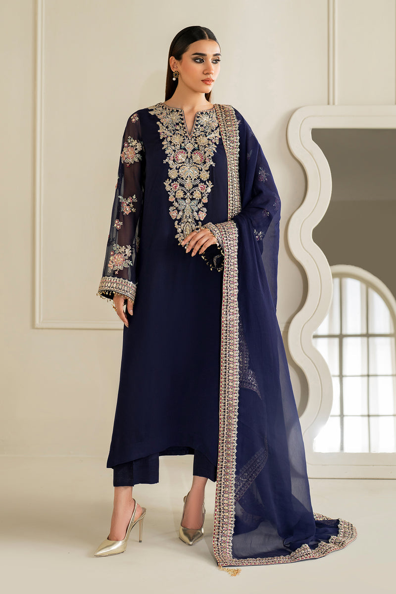 BAROQUE EMBROIDERED CHIFFON - 3 PC UNSTITCHED
