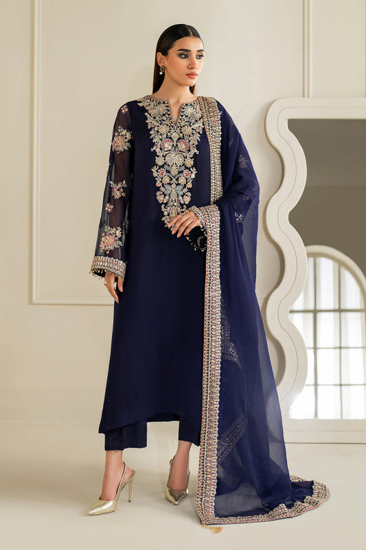 BAROQUE EMBROIDERED CHIFFON - 3 PC UNSTITCHED