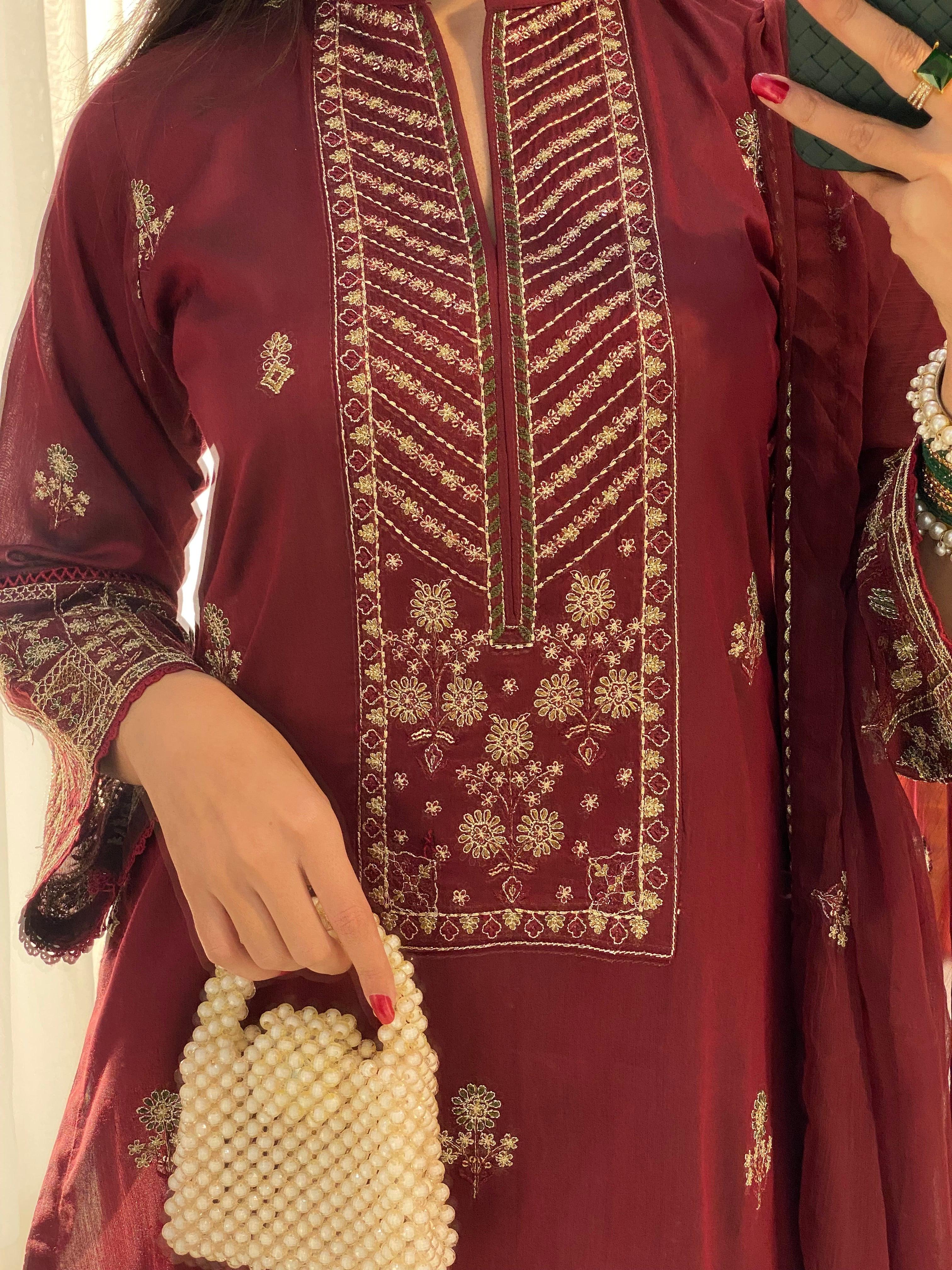 HOORAIN’S PRET EMBROIDERED COTTON SILK - 3 PC STITCHED