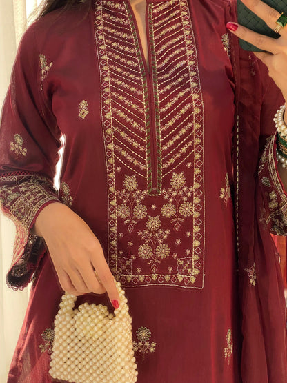 HOORAIN’S PRET EMBROIDERED COTTON SILK - 3 PC STITCHED