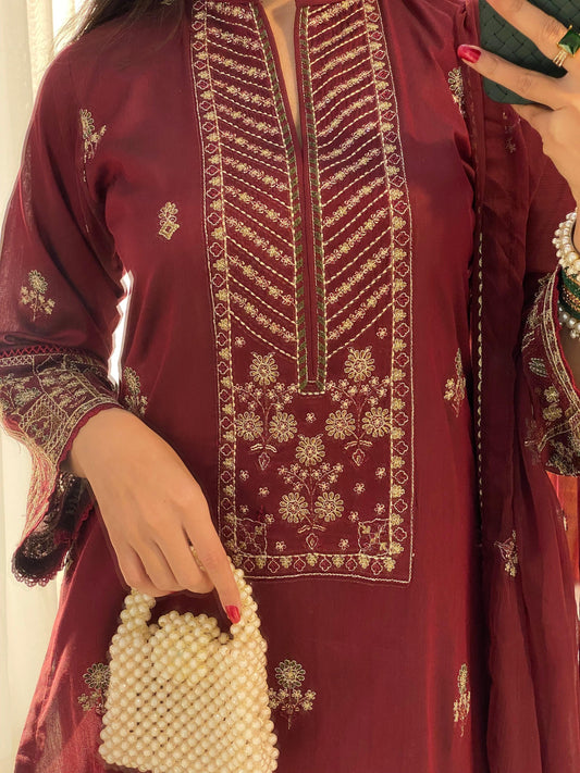 HOORAIN’S PRET EMBROIDERED COTTON SILK - 3 PC STITCHED