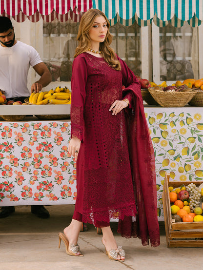 MAHNUR LUXURY EMBROIDERED CHIKANKARI LAWN - 3 PC UNSTITCHED