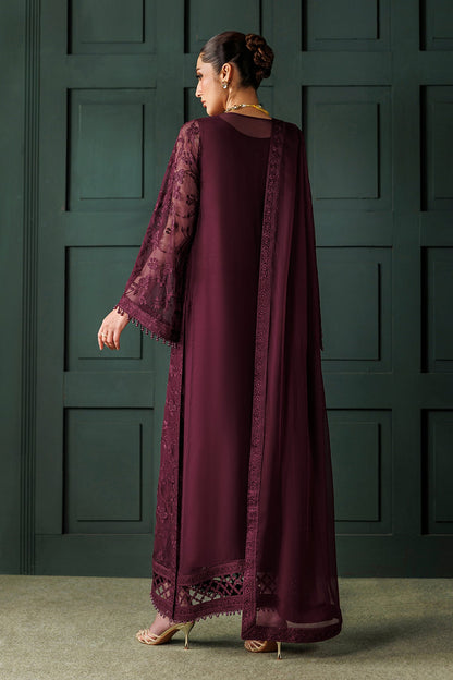 BAROQUE EMBROIDERED CHIFFON DRESS - 3 PC UNSTITCHED
