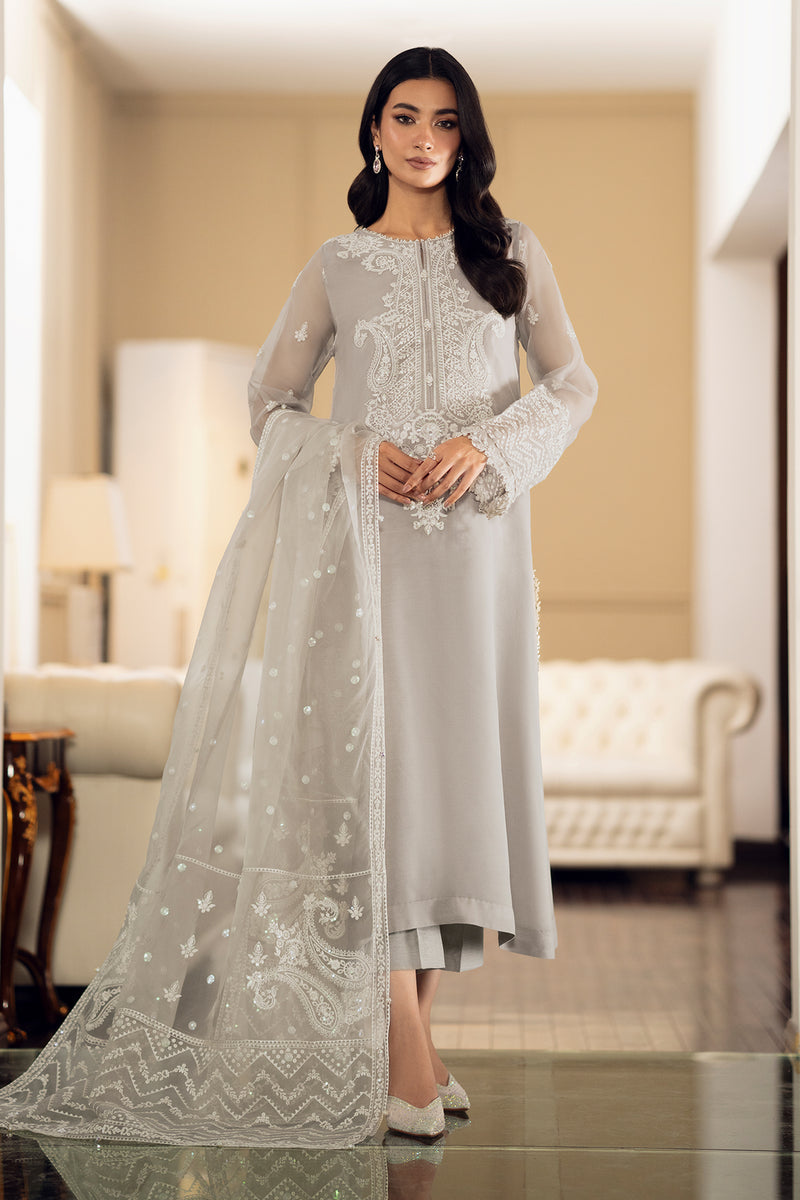 BAROQUE LUXURY EMBROIDERED SEMI PURE CHIFFON - 3 PC UNSTITCHED