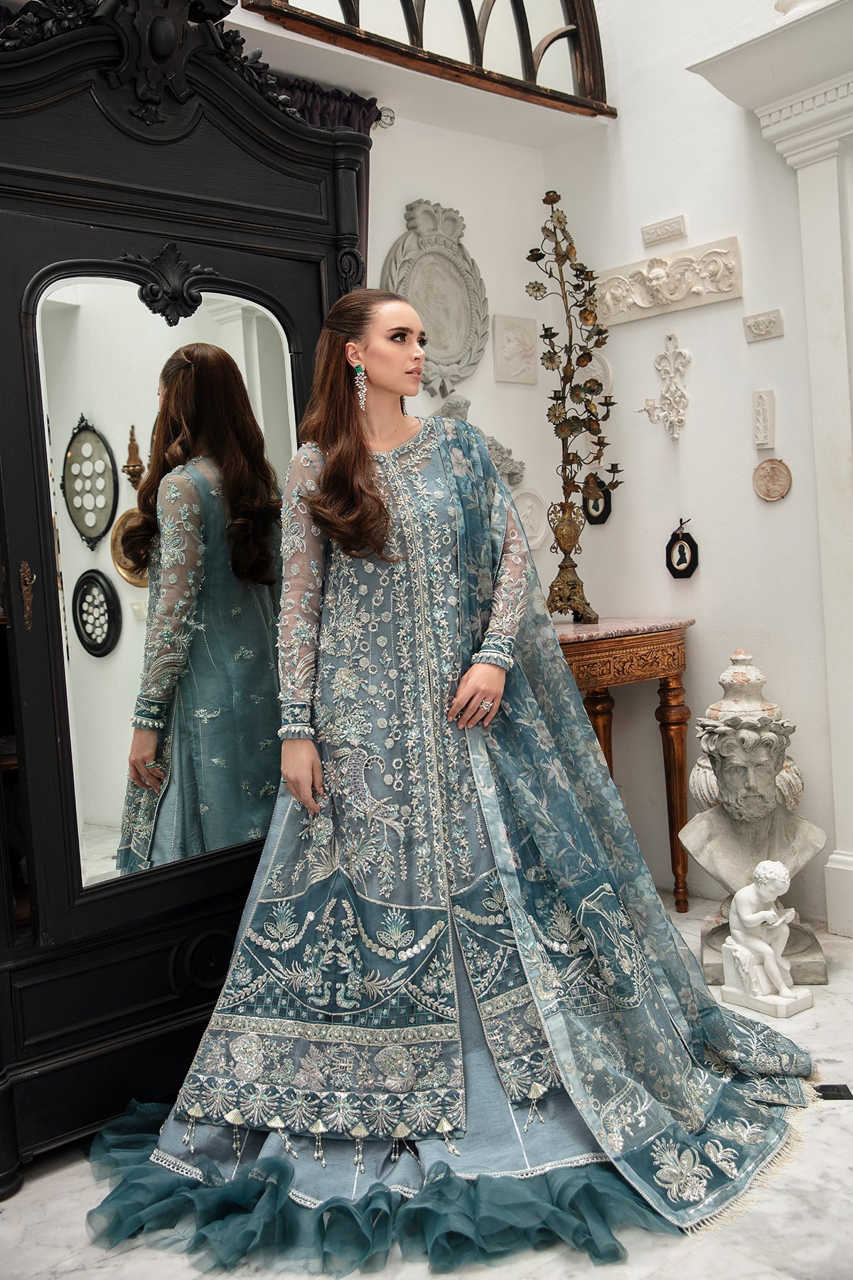 ABBAS JAMIL LUXURY EMBROIDERED ORGANZA - 3 PC UNSTITCHED