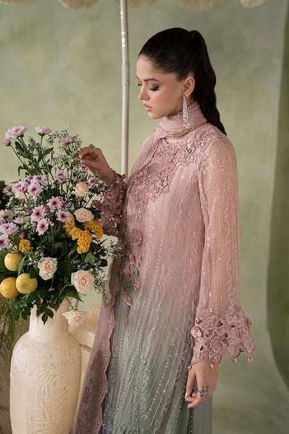 MARIA B EMBROIDERED CHIFFON WEDDING DRESS - 3 PC UNSTITCHED