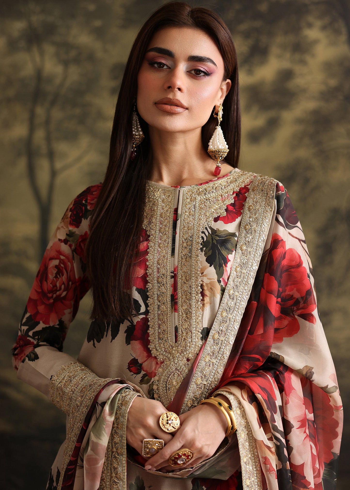 IZNIK DIGITAL PRINTED SILK EMBROIDERED - 3 PC UNSTITCHED
