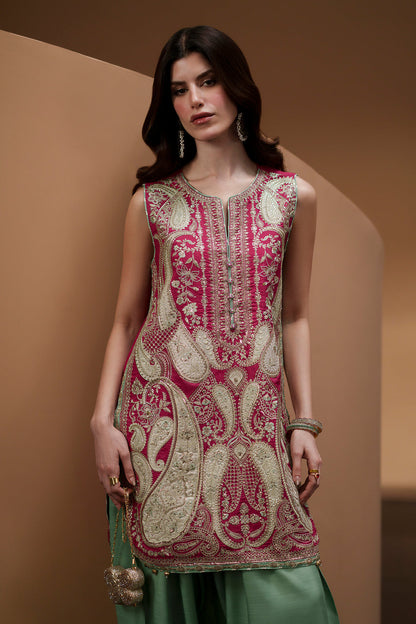 ETHNC EMBROIDERED CHIFFON DRESS - 3 PC UNSTITCHED