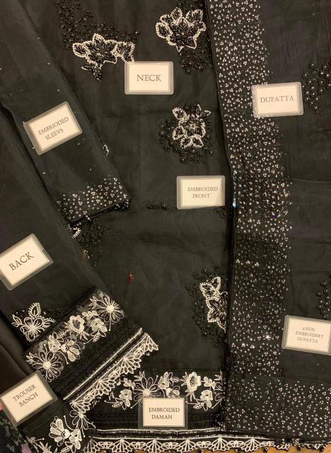 FARAH TALIB AZIZ EMBROIDERED HANDMADE ORGANZA - 3 PC UNSTITCHED