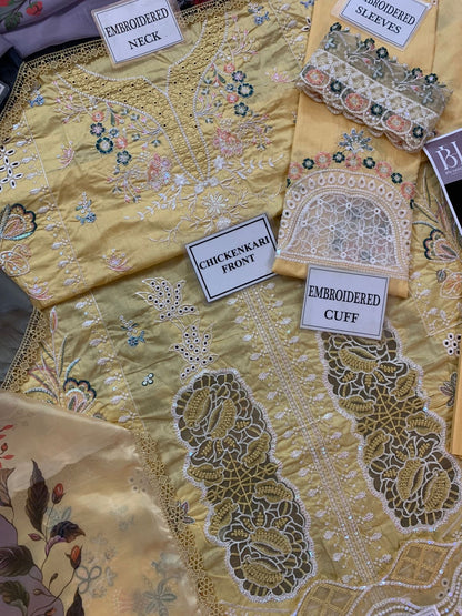QALAMKAR SAHIL LUXURY EMBROIDERED LAWN - 3 PC UNSTITCHED