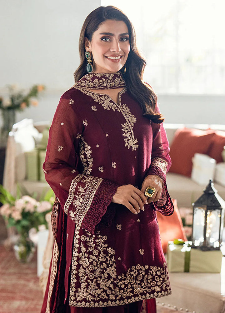AZURE EMBROIDERED BERRY DUSK CHIFFON - 3 PC UNSTITCHED