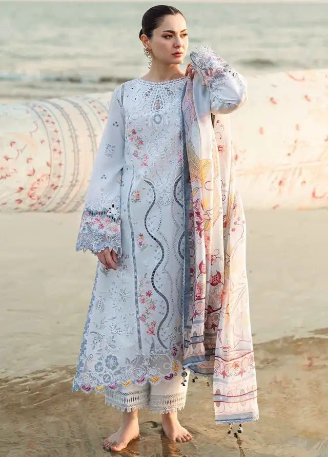 QALAMKAR CHIKANKARI EMBROIDERED LAWN - 3 PC UNSTITCHED