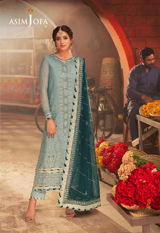 ASIM JOFA EMBROIDERED CHIFFON  - 3 PC UNSTITCHED