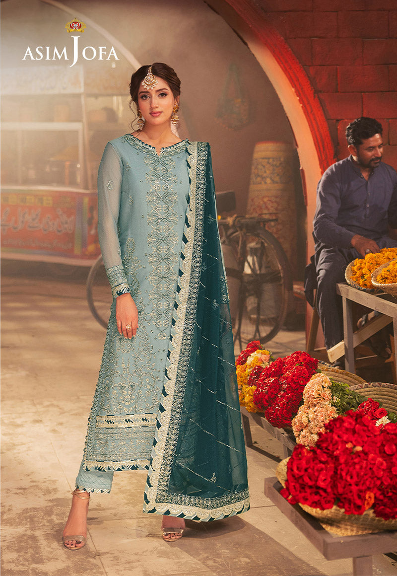ASIM JOFA EMBROIDERED CHIFFON  - 3 PC UNSTITCHED