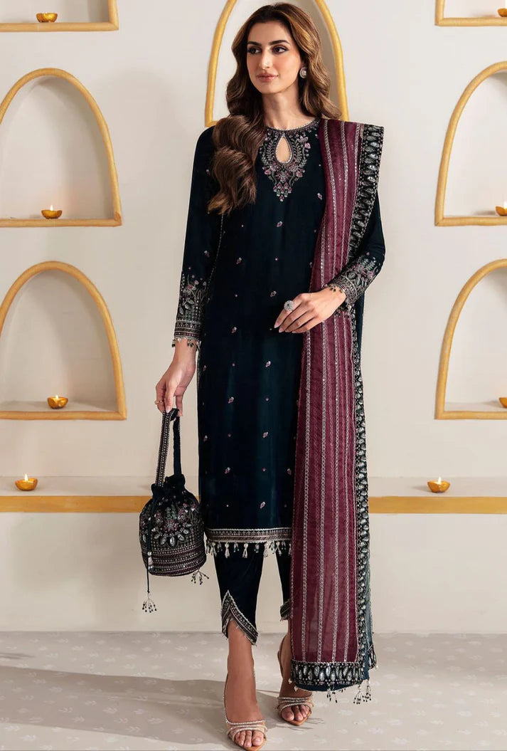 JAZMIN FORMALS EMBROIDERED VELVET - 3 PC UNSTITCHED