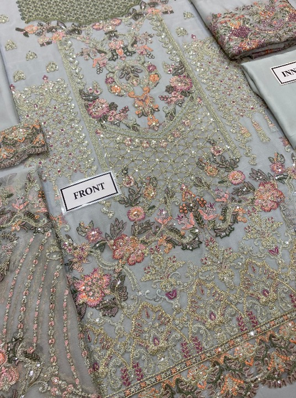 BAROQUE LUXURY EMBROIDERED CHIFFON - 3 PC UNSTITCHED