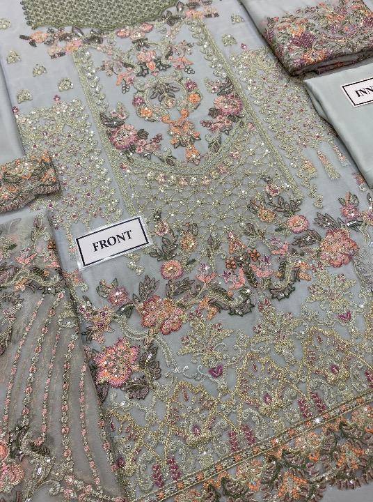 BAROQUE LUXURY EMBROIDERED CHIFFON - 3 PC UNSTITCHED