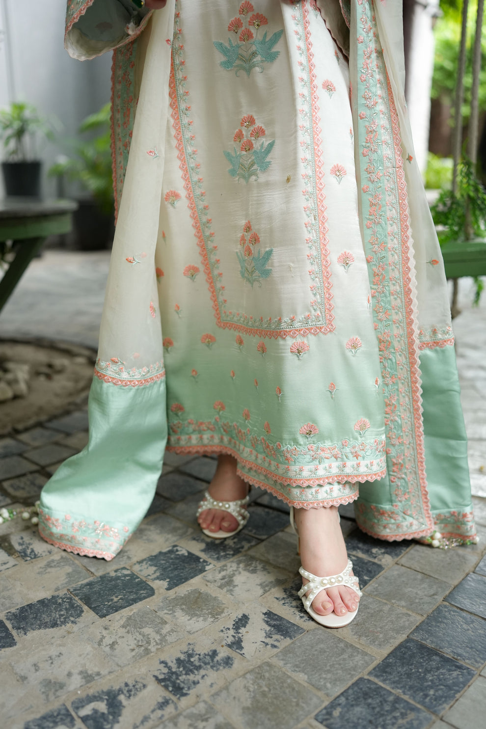ANEELA’S SHAMOZ SILK EMBROIDERED DRESS - 3 PC UNSTITCHED