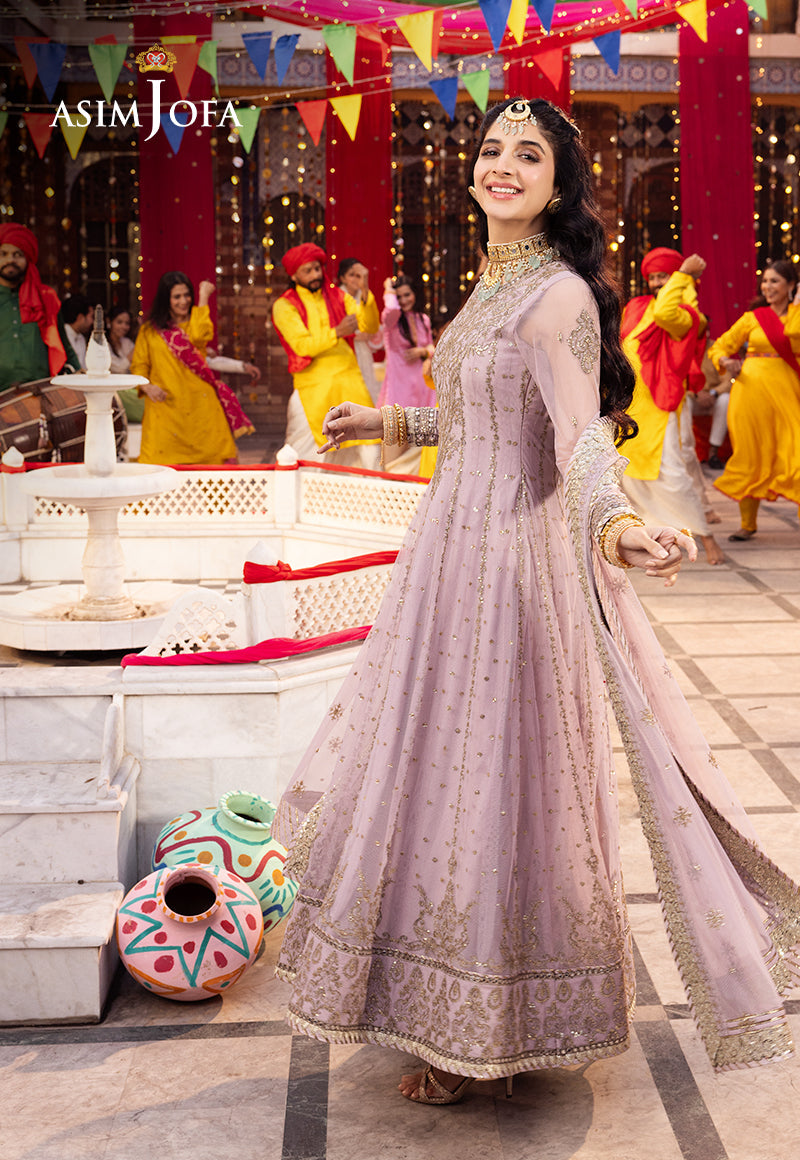 ASIM JOFA EMBROIDERED NET FROK - 3 PC UNSTITCHED