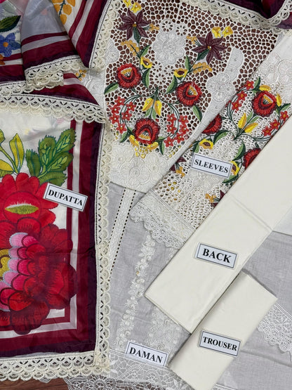 MARIA B CHIKANKARI EMBROIDERED LAWN - 3 PC UNSTITCHED